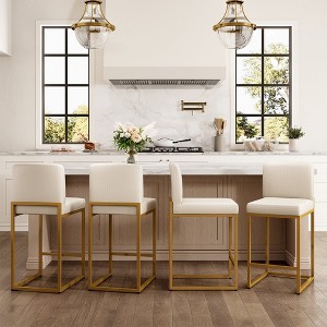 Captiva Designs 24 inch Height Bar Stool with Padded Seat and Back & Sturdy Steel Frame & Footrest - 1 of 4