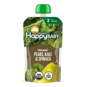 Happy Baby Organics Clearly Crafted Stage 2 Pears, Kale & Spinach  4oz - 1 of 4