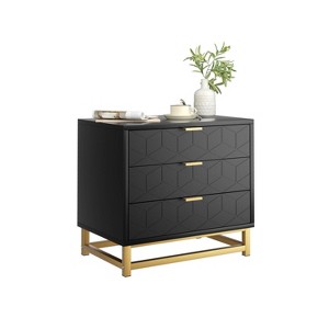 Zstar Three Drawer Bedroom Dresser with Metal Legs - 1 of 4