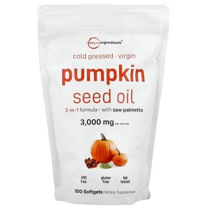 Micro Ingredients Pumpkin Seed Oil, Cold Pressed, 300 Softgels - 1 of 3