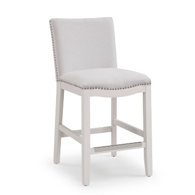 Comfort Pointe Arissa Counter Height Barstool Snow: Upholstered, Hardwood Frame, Nailhead Trim