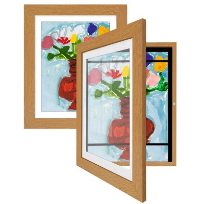 Americanflat Kids Art Frame 10x12.5 inches with 8.5x11 inches Mat - Composite Wood And Glass (2 Pack)