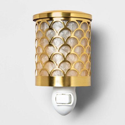 5.2" x 4.2" Scallop Capiz and Glass Plug-In Scent Warmer Gold - Opalhouse™