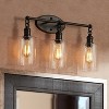 Franklin Iron Works Cloverly Industrial Rustic Wall Light Bronze Hardwire 21 3/4" Wide 3-Light LED Fixture Clear Glass for Bedroom Bathroom Vanity - 2 of 4