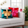 16" Christmas Red Square Pillow with Hot Pink Bow - Wondershop™ - 2 of 4
