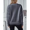 Coolmee Women Retro Cable Knit Crew Neck Long Sleeve Pullover Sweater - 3 of 4