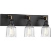 Progress Lighting, Rushton, 3-Light, Bath Vanity, Graphite, Clear Glass Shades - 3 of 4