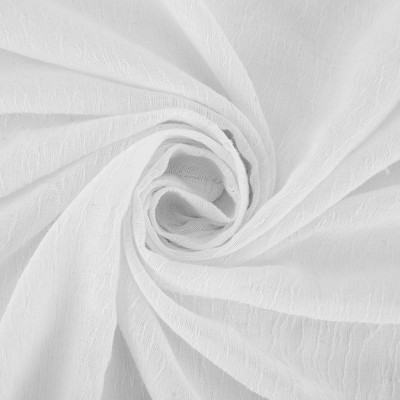84" White Sheer Polyester Linen Rod Pocket Curtain Panel