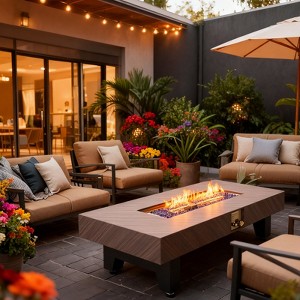 54-Inch Iron Fire Pit Table, Wood-Burning Outdoor Fire Pit with Durable Metal Construction for Patio, Backyard & Garden - 1 of 4