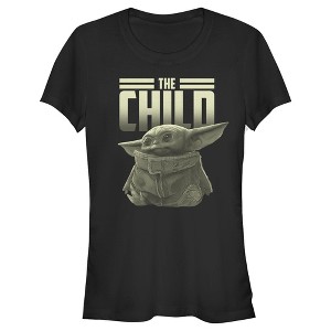 Juniors Womens Star Wars The Mandalorian The Child Text T-Shirt - 1 of 3