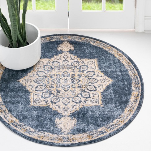 Unique Loom 8' 0 X 8' 0 Utopia Helios Navy Blue Area Rug : Target