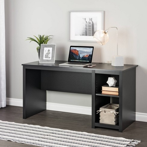 Decorotika Gama Computer Desk with Wall Cubby Shelf - Oud Oak & Black