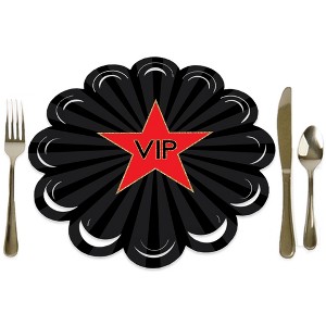 Big Dot of Happiness Red Carpet - Movie Night Party Round Table Decorations - Paper Chargers - Place Setting For 12 - 1 of 4