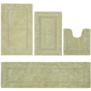 Lux Premium 100% Cotton Tufted Solid Reversible 4 Piece Bath Rug Set – Ultra-Soft, Water-Absorbent, Durable, Machine Washable Bathroom Rug - 1 of 4