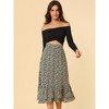 INSPIRE CHIC Women's Chiffon Elastic Waist Ruffle Tiered Flowy Midi Floral Printed Skirts - 4 of 4