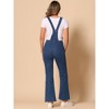 Allegra K Women's Casual Denim V Neck Zip Up Bell Bottom Jeans Jumpsuits - 3 of 4