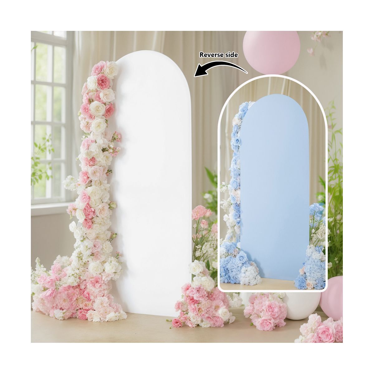 6.6ft Wedding Arch Cover Dual-Sided Color Round Top Arch Backdrop Stands with Zipper Elastic Backdrop Cover for Birthday Party Ceremony Banquet Decor - thumbnail 10