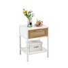 Wooakway 15.75"L 21.26"H 13.78"D Rattan End Table Side Table Nightstand with Adjustable Feet Power Outlet USB Ports - 2 of 4