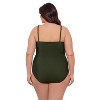 Aqua Green, Women's Surplice Trim Overlay One Piece - 3 of 3