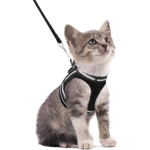 rabbitgoo Cat Harness and Leash Set for Walking Escape Proof, Adjustable Soft Kittens Vest with Reflective Strip for Vest, Black, S - 1 of 1