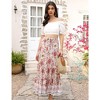 Women's Summer Elastic High Waist Boho Maxi Skirt Casual Ruffle A Line Long Skirt Flowy Midi Skirt - 3 of 4