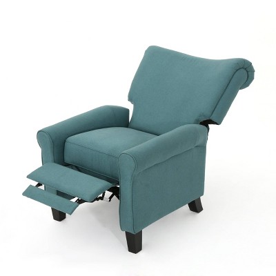 Thelma Dark Teal Fabric Recliner with Birch Legs