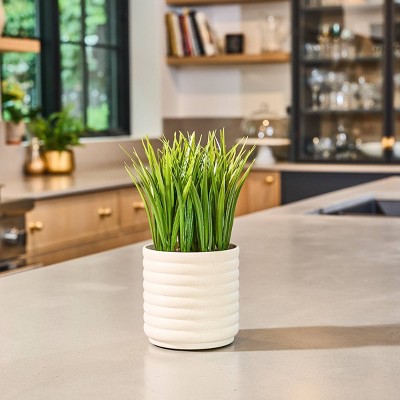 White Ribbed Ceramic Faux Plant Electric Diffuser