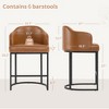 Arceso 3pcs Counter Height Bar Stools, Modern Counter Stools Upholstered Barstools, with Curved Backrest and Arms, Yellowish Brown - 2 of 4