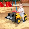 Costway Kids Ride on Excavator with Realistic Sound Effects Big Bucket 3 Toy Stones Helmet - 4 of 4