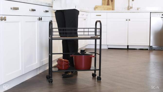 IRIS USA Metal Storage Cart with Casters, Kitchen Serving Cart, 2 of 8, play video