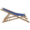 vidaXL Bamboo and Canvas Navy Deck Chair - Weather-Resistant, Foldable & Adjustable Patio/Beach/Campsite Chair - 4 of 4