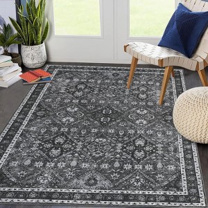 8x10 Area Rugs for Living Room Washable Rug Vintage Traditional Floor Cover Trellis Distressed - 1 of 4