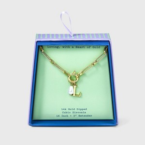 14K Gold Dipped Pearl Charm on Chain Initial Necklace - A New Day Gold - 1 of 4