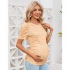 maternity dress Women's Maternity Floral  Puff Sleeve Tunic Blouse - 3 of 4