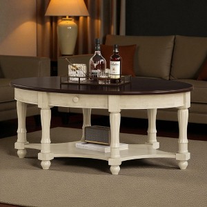 Mshliw Vintage Oval Coffee Table with Drawer and Storage Shelf, Dining Table, Sofa Table, 45" Accent Table for Living Room - 1 of 4