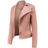 Women's Long Sleeve Leather Jacket Lapel Collar Slim Fit Biker Jacket with Beaded - 4 of 4