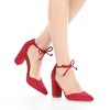 Allegra K Women's Ankle Tie Point Toe High Block Heel Dress Pumps - 2 of 4