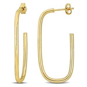 EVERLY JEWELRY | 10k Yellow Gold Open Rectangle Hoop Earrings - 1 of 4