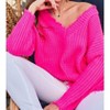 Women's Frayed V-Neck Sweater - Mainstrip - 3 of 4