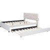 Streamdale Queen Size Upholstered Platform Bed With Brick Pattern Headboard And Twin XL Size Trundle - 3 of 4