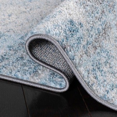 Tulum Blue and Gray Hand-Knotted Synthetic Area Rug