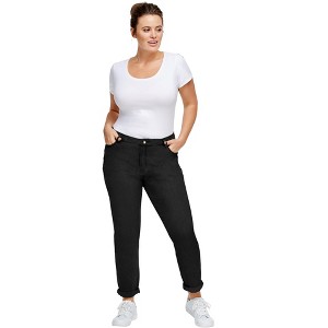 ellos Women's Plus Size Boyfriend Jeans - 1 of 4