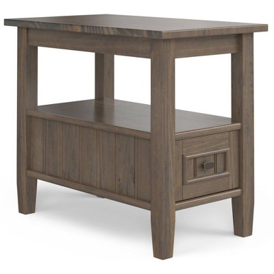Rowan Narrow End Table Smoky Brown - Wyndenhall: Solid Wood, 1 Drawer, Open Shelf, Transitional Style