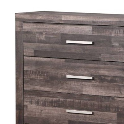 Juniper Dark Cherry 5-Drawer Wooden Chest with Metal Handles
