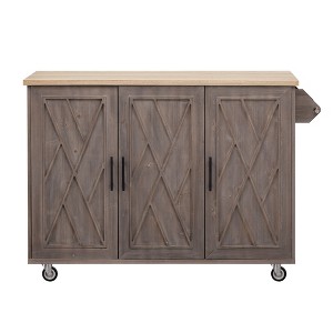 Maliang 51.2" Kitchen Island with Drop Leaf, Farmhouse Kitchen Island on Wheels with Internal Storage Rack - 1 of 4