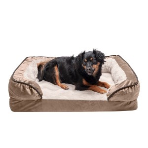 FurHaven Velvet Waves Perfect Comfort Cooling Gel Top Memory Foam Sofa Dog Bed - 1 of 4