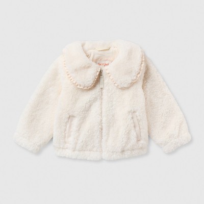 Детские куртки Cat & Jack Toddler Girls' Plush Collar Jacket - Cat & Jack™ Cream 18M — фото 2