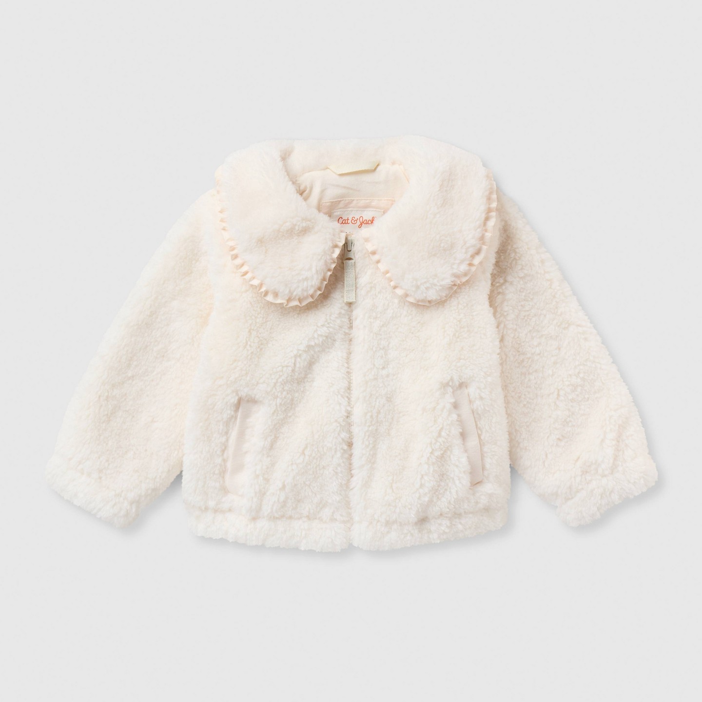 Куртка Cat & Jack Plush Collar Jacket для девочек-малышей, цвет: Кремовый — фото 2