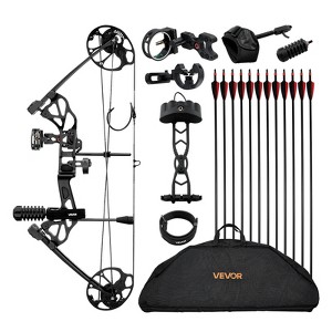 VEVOR Compound Bow Archery,19-30 in Draw Length Compound Bow Package for Beginner, 19-70 Lbs Draw Weight Archery Bows and Arrow Set, 320 fps, Black - 1 of 4