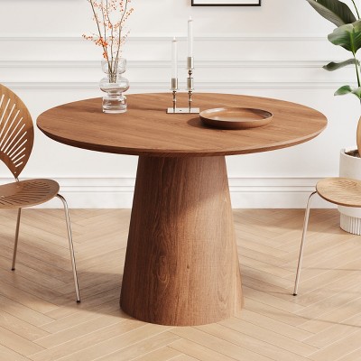 43"Wx43"D Wooden Circular Dining Table With High-quality Dining Table Base,Round Dining Table,Natural Wood Colored Table -Maison Boucle